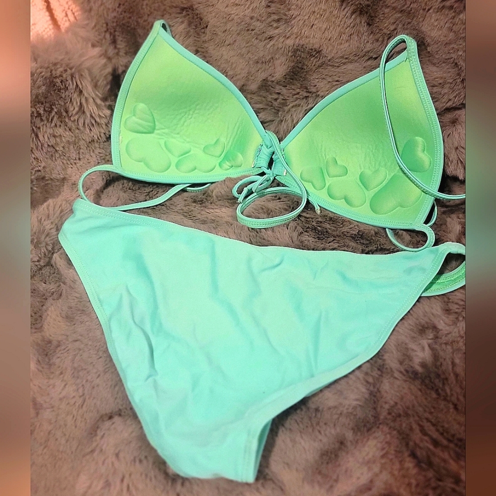 ♡ Body Glove ♡ Push-up Bikini ♡ Seafoam Green ♡ Cute Heart Shaped Padding ♡